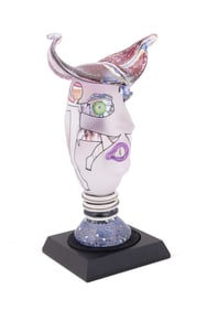 KURT AND LYNDA CARLSON ART GLASS BUST, 2002