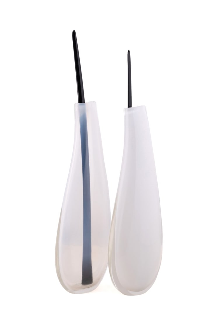 ALEX STISSER, 'RAIN DROPS', FOUR-PART ART GLASS: Alex Stisser (American, born 1974). Four-part "Rain Drops" - 2009, blown and formed glass, signed and dated near bases of vessels. Provenance: Acquired in Seattle, WA, 2024. Approximate dimensions: ta