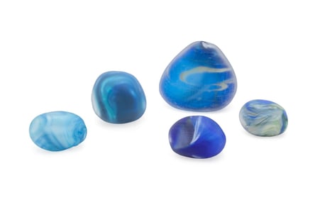 GROUP OF 5 BLOWN GLASS ORGANIC STONE FORMS