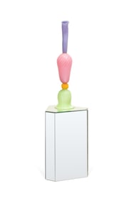 ART GLASS TOTEM, ON PEDESTAL, MANNER OF ROB STERN