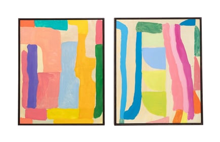ANDREW GRAVES, PAIR OF ABSTRACT PAINTINGS - 2020