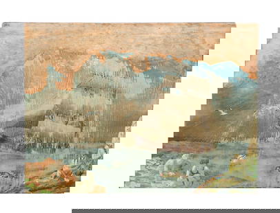 MARCUS KENNEY ACRYLIC & COLLAGE 2004-2005: Marcus Kenney (American, born 1972). "Boat Throat Note: Float" - 2004-2005, acrylic and collage on canvas, titled, signed and dated to verso. Unframed. Provenance: Private Collection of Alton