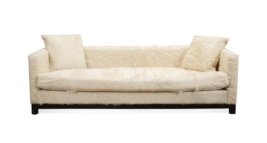 CREAM COWHIDE MCM SOFA, MANNER OF PEARSALL