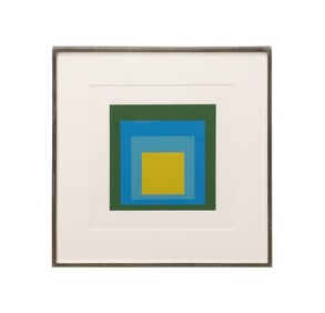 J. ALBERS 'HOMAGE TO THE SQUARE' GREEN & BLUE 1972