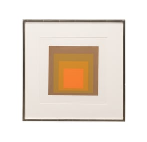 J. ALBERS 'HOMAGE TO THE SQUARE' ORANGE & TAN 1972