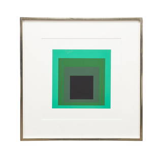 J. ALBERS 'HOMAGE TO THE SQUARE' GREEN 1972: Josef Albers (German / American, 1888-1976). "Homage to the Square" from "Formulation: Articulation" - 1972, color screenprint on paper, apparently unsigned, inscribed to verso "Formulation: