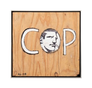 ROBERT LOUGHLIN 'COP' ACRYLIC ON WOOD 2008