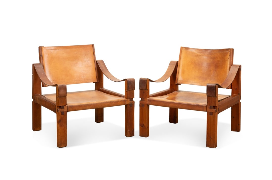PIERRE CHAPO, PAIR OF LEATHER 'S10' LOUNGE CHAIRS (1 of 13)