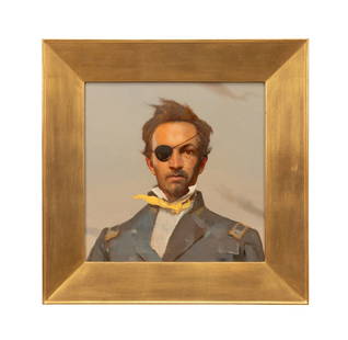 BO BARTLETT SELF-PORTRAIT - 2012, OIL ON BOARD: Bo (James William) Bartlett, III (American, born 1955). "The Statesman" - 2012, self portrait, oil on board, signed and dated to verso. Framed. Note: Included in "Perception of Self" exhibition, Octob