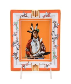 HERMES 'PANI LA SHAR PAWNEE' PORCELAIN ASHTRAY