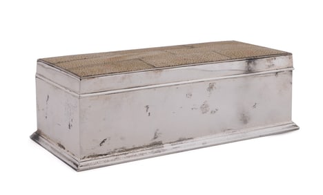ART DECO STERLING AND SHAGREEN CIGARETTE BOX