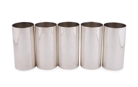 CARTIER, SET OF FIVE STERLING SILVER TUMBLERS