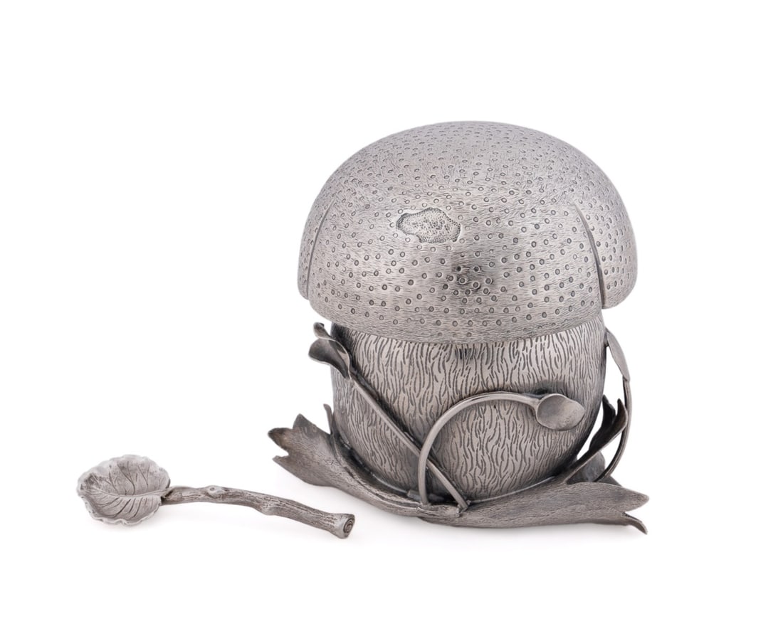 BUCCELLATI STERLING MUSHROOM MUSTARD POT W/ SPOON (1 of 12)