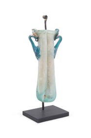 ANCIENT ROMAN GLASS BALSAMARIUM ON STAND