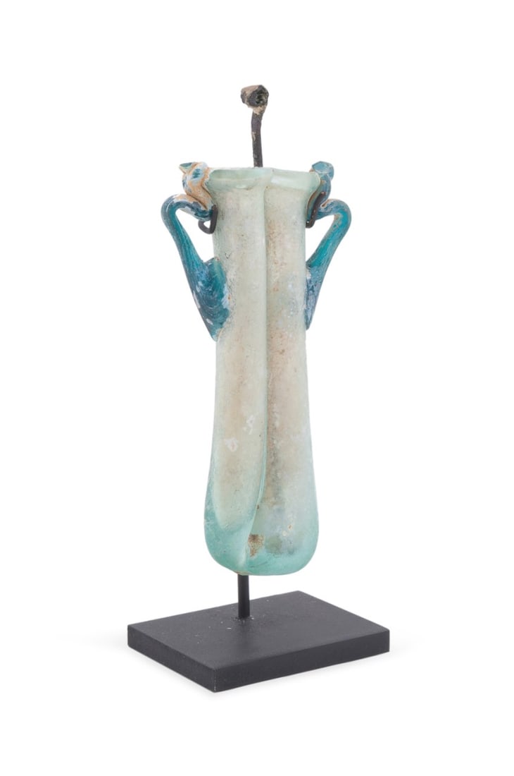 ANCIENT ROMAN GLASS BALSAMARIUM ON STAND (1 of 5)