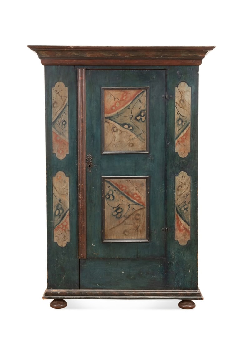 NORTHERN EUROPEAN PAINT DECORATED ARMOIRE (1 of 8)
