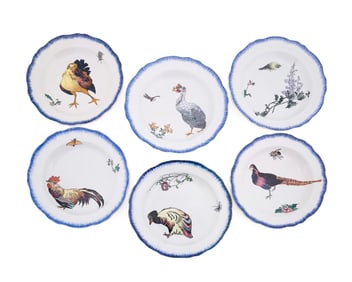 BRACQUEMOND, SET OF 6 'ROUSSEAU' PLATES, C. 1867