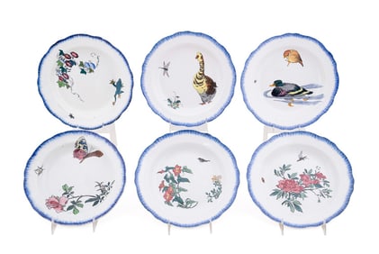 BRACQUEMOND, SET OF 6 'ROUSSEAU' PLATES, C. 1867