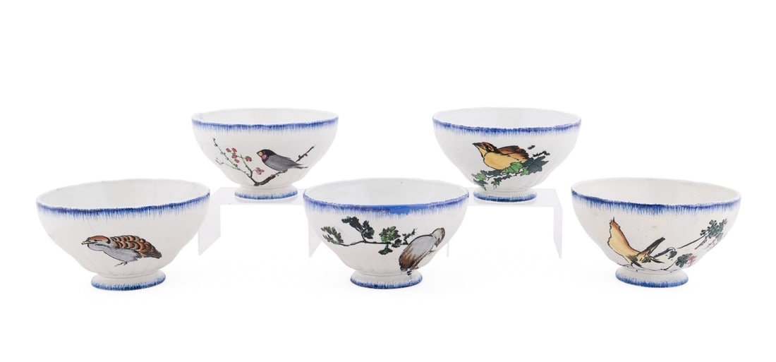 BRACQUEMOND, SET OF 5 OF 'ROUSSEAU' BOWLS, C. 1867 (1 of 8)