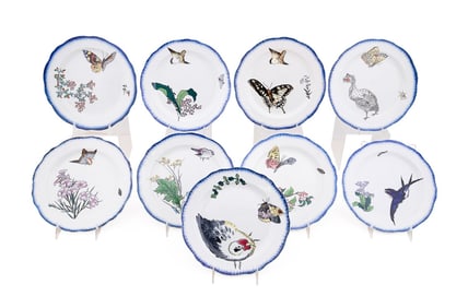 BRACQUEMOND, SET OF 9, 'ROUSSEAU' DINNER PLATES