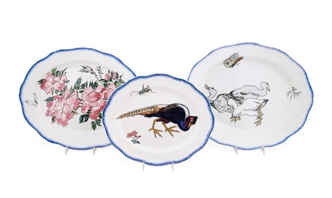 BRACQUEMOND, 3 'ROUSSEAU' PLATTERS, C.1867