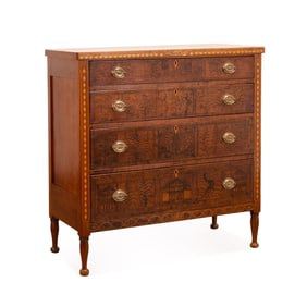 EARLY 19TH C. FEDERAL FOLK ART DECORATED CHEST