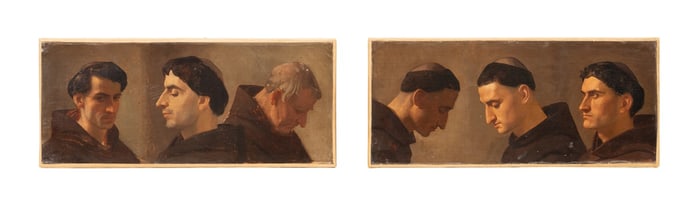 PAIR, GRAND TOUR PORTRAIT STUDIES OF MONKS, O/C