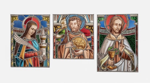 3 19TH C. GOTHIC REVIVAL STAINED GLASS PANELS
