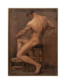 CONTINENTAL SCHOOL NUDE MALE OIL ON CANVAS