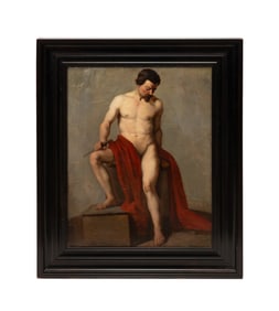 CONTINENTAL SCHOOL NUDE MALE OIL ON CANVAS