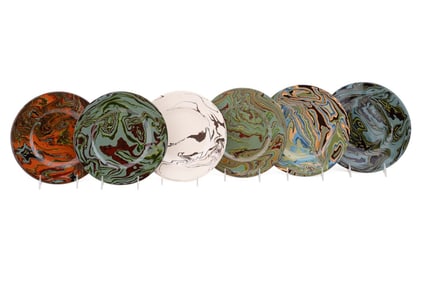 GROUP OF SIX 9.75" TERRE MELEE PLATES