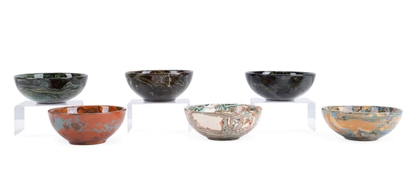 GROUP OF SIX 4.75" TERRE MELEE BOWLS WITH FOOT