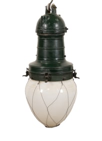 VINTAGE INDUSTRIAL GREEN STREET LIGHT CHANDELIER