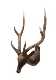 INDONESIAN POLYCHROME TROPHY MOUNT WITH ANTLERS