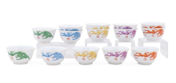 MEISSEN, 14 ASSORTED 'MING DRAGON' BOWLS