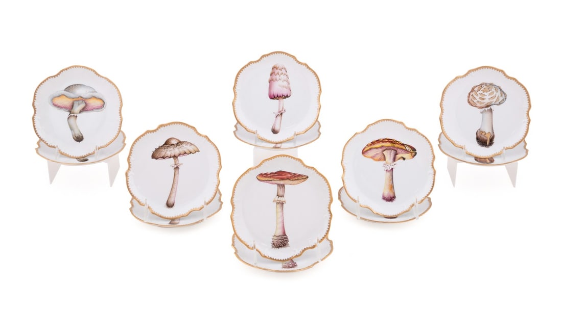 ANNA WEATHERLEY, SET OF 12 MUSHROOM MOTIF PLATES (1 of 5)