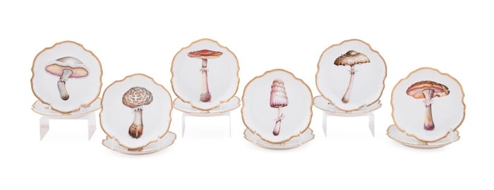 ANNA WEATHERLEY, SET OF 12 MUSHROOM MOTIF PLATES