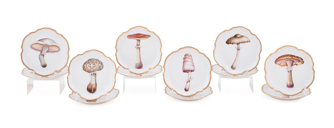 ANNA WEATHERLEY, SET OF 12 MUSHROOM MOTIF PLATES (1 of 6)