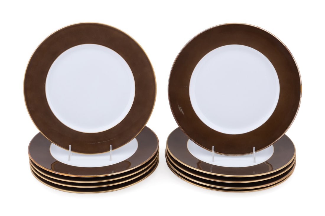 R. GINORI, 10 CHOCOLATE BORDER SERVICE PLATES (1 of 5)