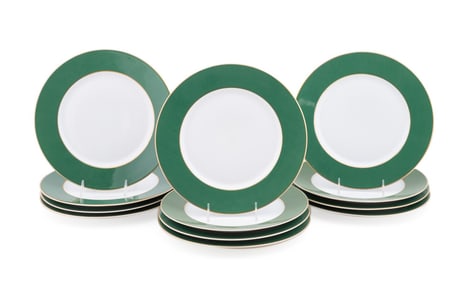 RAYNAUD & CO., SET OF 12 GREEN 'HORIZON' CHARGERS
