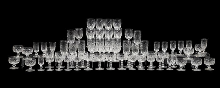 ROCK SHARP CRYSTAL, 66 PIECES OF 'WREATH' STEMWARE