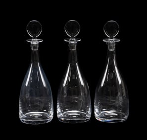 WILLIAM YEOWARD, 3 'GENEVIERE' CRYSTAL DECANTERS