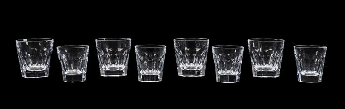 BACCARAT, SET OF 8 OLD FASHIONED GLASSES, 2 SIZES