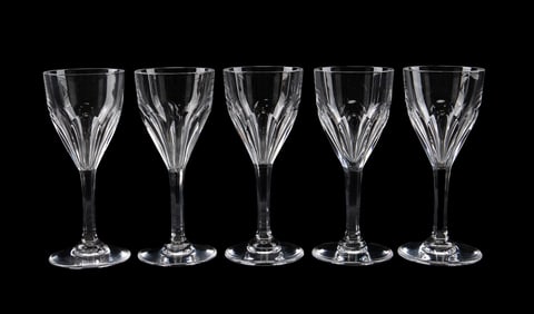 ST. LOUIS, SET OF 5 'BRISTOL' CLARET WINE GLASSES