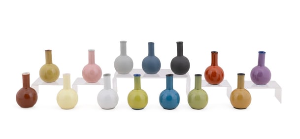 SET OF 14 ISRAELI PORCELAIN BUD VASES
