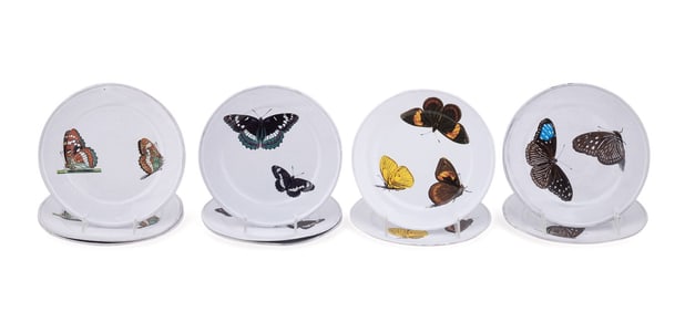 ASTIER DE VILLATTE, 10 BUTTERFLY PLATES