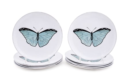ASTIER DE VILLATTE, 10 BLUE BUTTERFLY PLATES