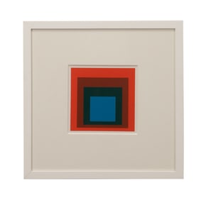 J. ALBERS 'HOMAGE TO THE SQUARE' BLUE & RED 1977
