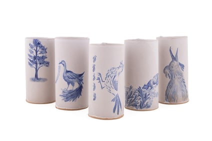 TYLER HAYS FOR BDDW, GROUP OF 5 TUMBLERS