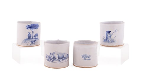 TYLER HAYS FOR BDDW, GROUP OF 4 ROCKS CUPS